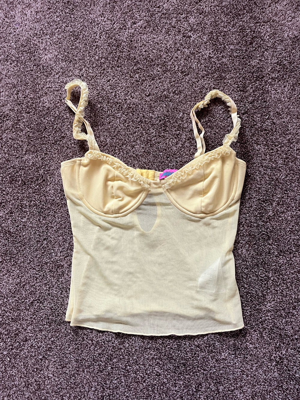 Edikted Cream Ruched-Strap Bustier Tank